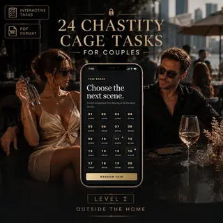 Chastity Cage 24 Tasks for Couples interactive, pdf FEMDOM Game pdf, Public Tease Control image 1