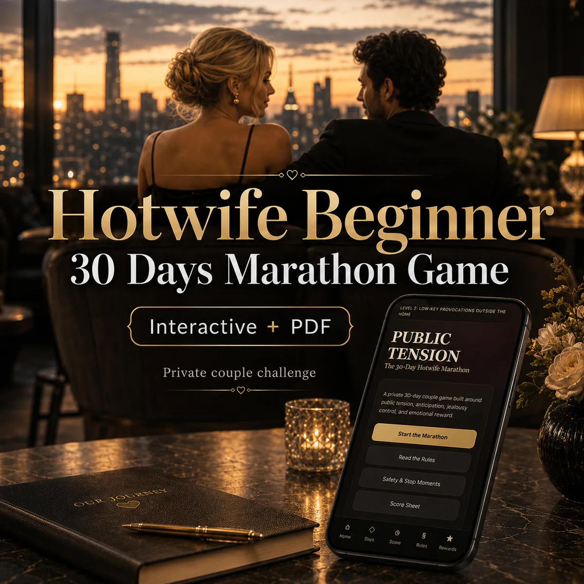 Hotwife Beginner 30 Day Challenge Game for Couples, Interactive PDF Guide, Hotwife Training Workbook