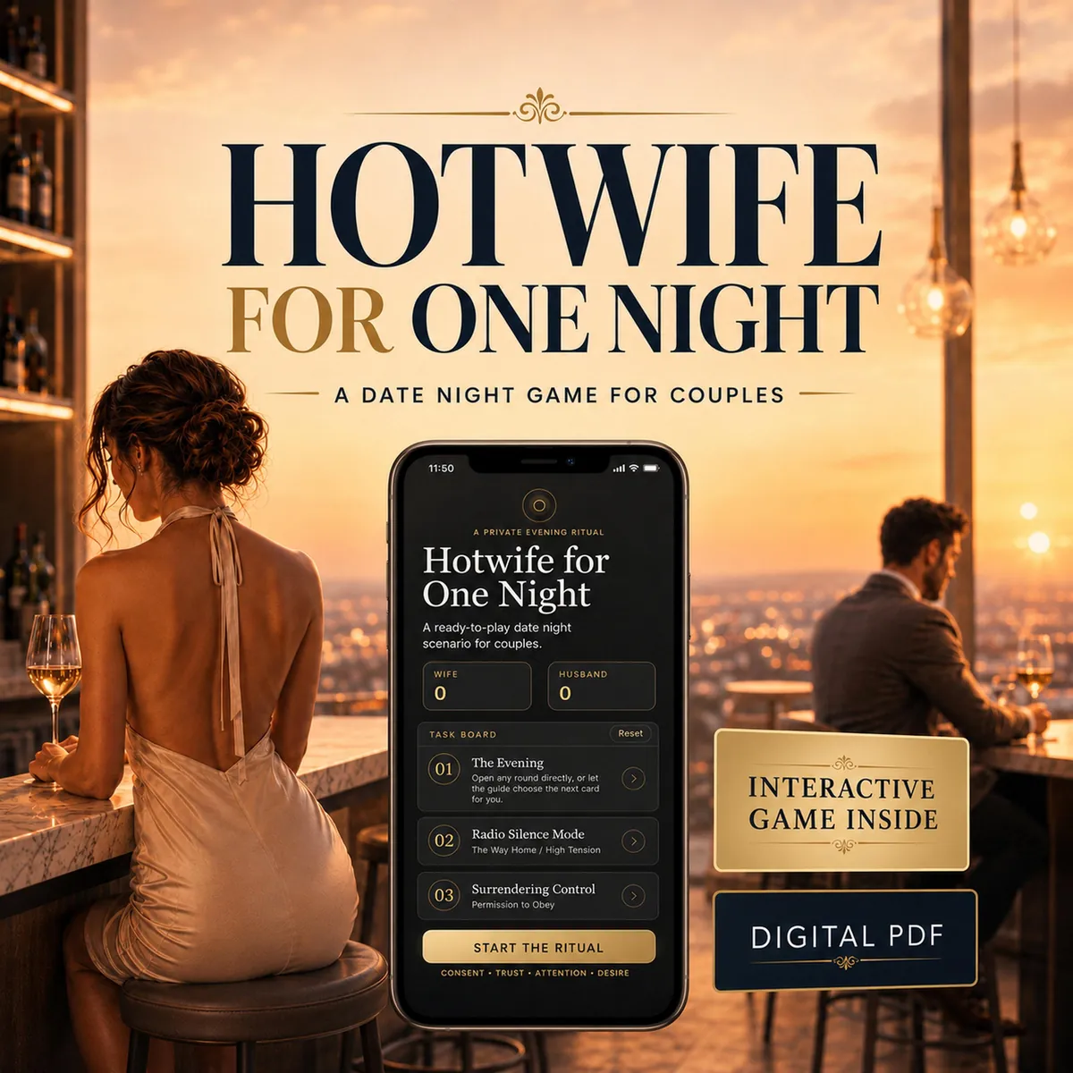 Hotwife Game tasks for Couples, Interactive PDF Date Night Scenario, Roleplay Guide, Hotwife Dares
