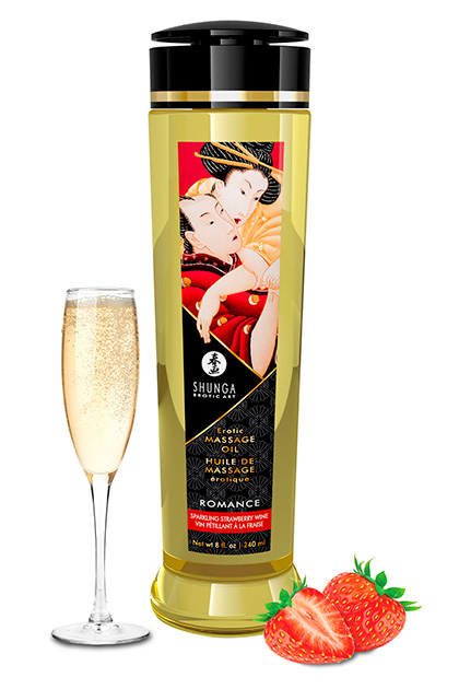 Shunga Massage Oil Romance - Fresas con Champa?a