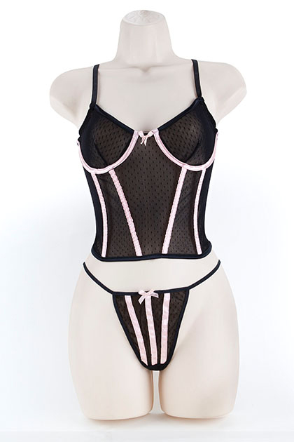 CORSET & G, DOT MESH   BLACK